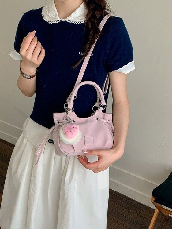 Women's Korean Style Solid Color Drawstring Design Fashion Simple Bags