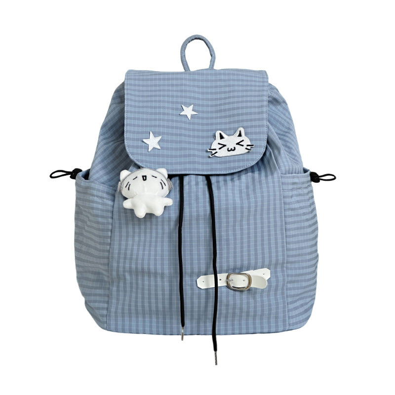 Women's Cute Cartoon Checked Junior High Lightweight Backpacks