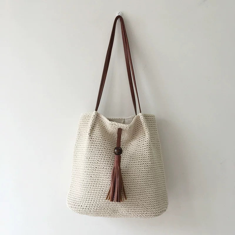 Women's Woven High Sense Straw Leisure Vacation Large Capacity Women's Shoulder Bag