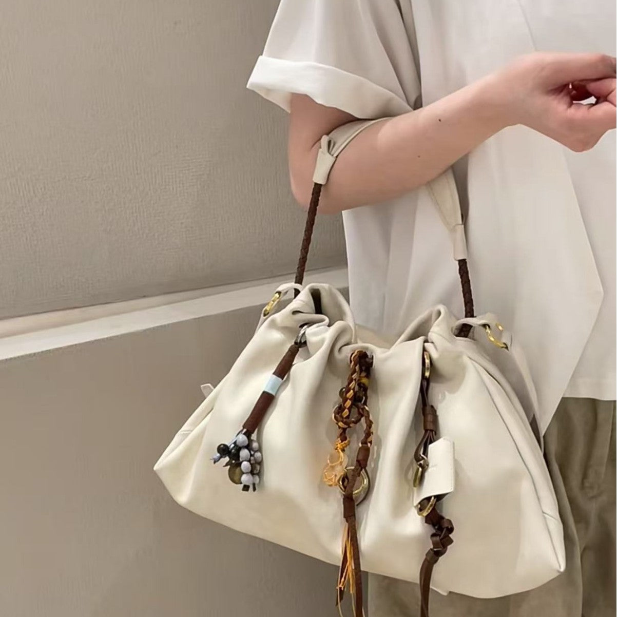 Garbage Large Capacity Underarm Commuter Hobo Tote Bag