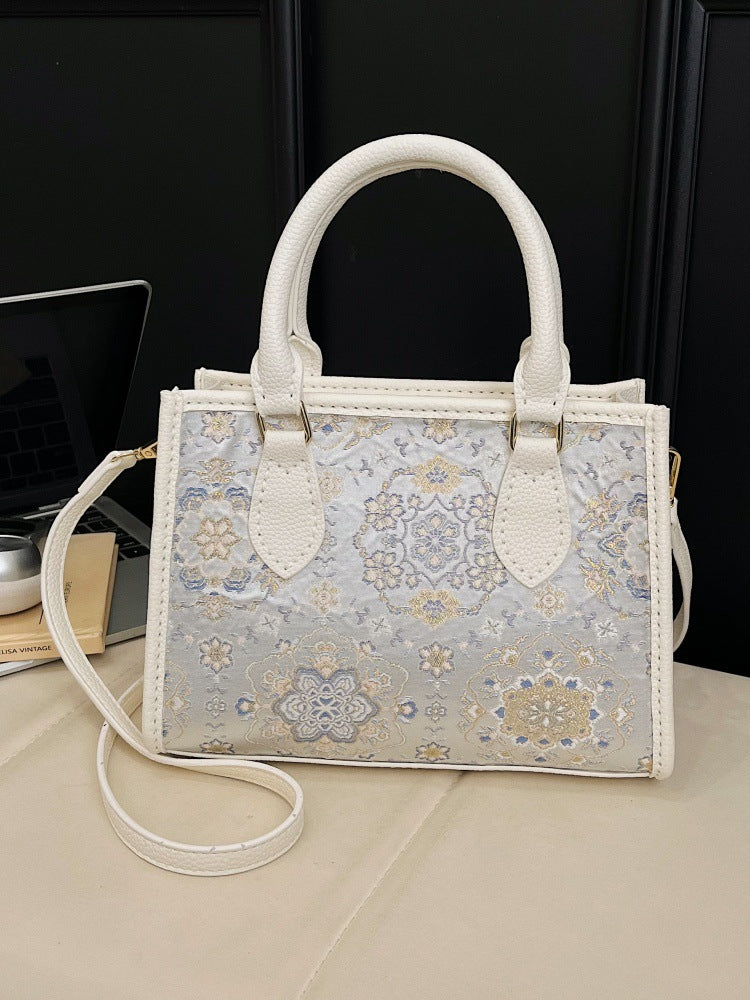 Song Dynasty Brocade Cloth Modified Female Handmade Material Chinese Tote Bag