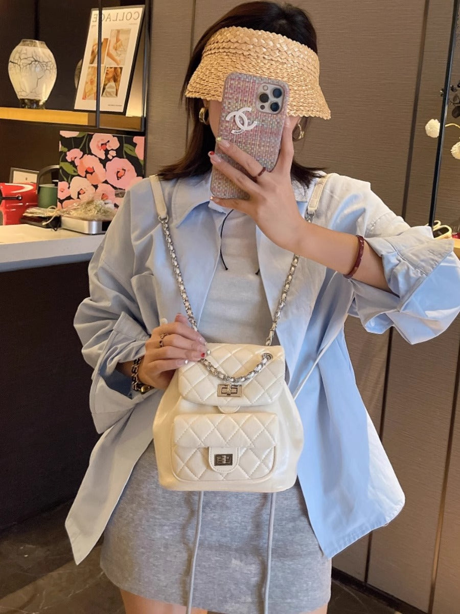 Women's Mini Rhombus Chain Cattle Leather Bags