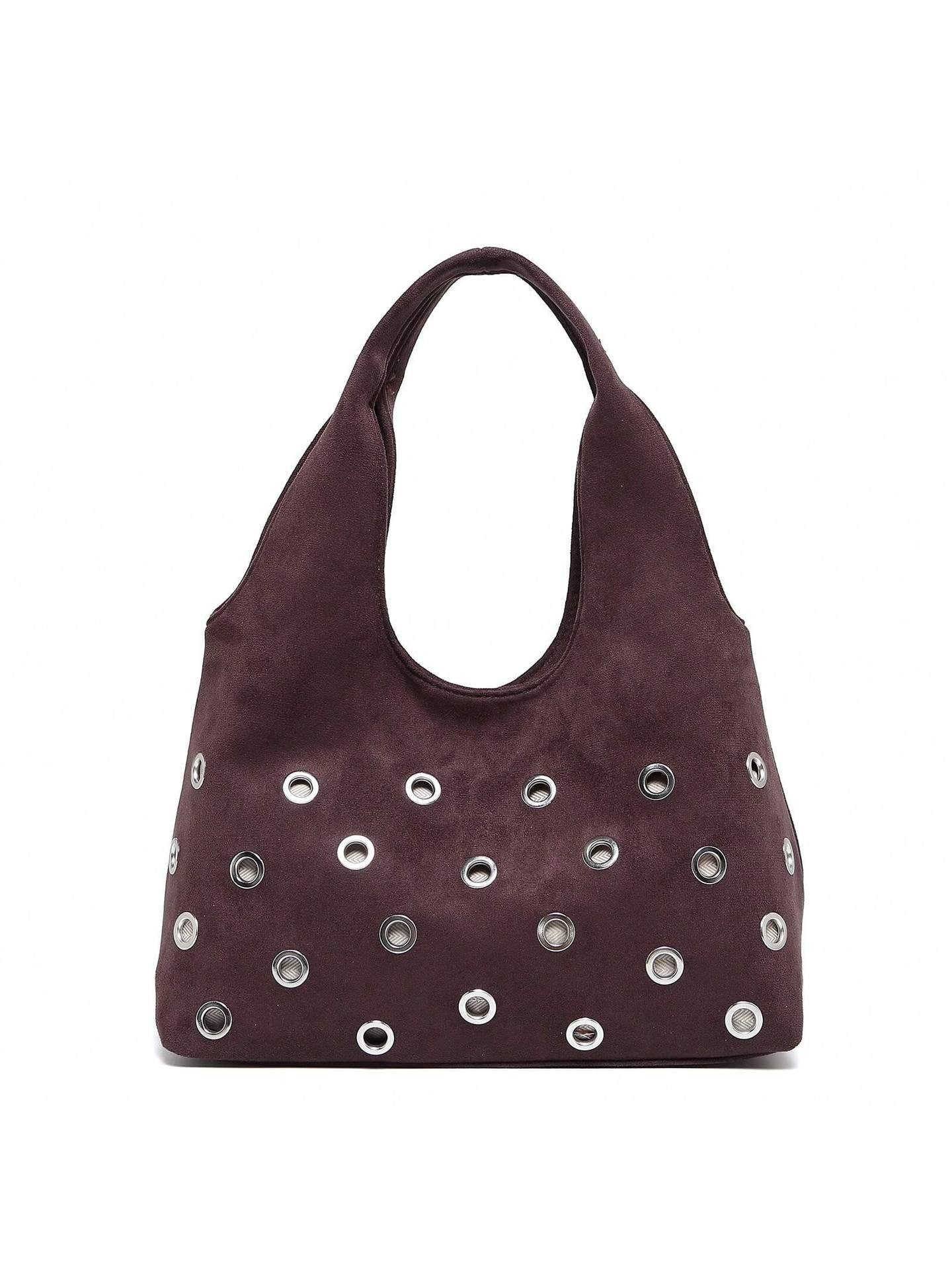 Large Capacity Underarm Portable Eyelet Rivets Women's Shoulder Bag