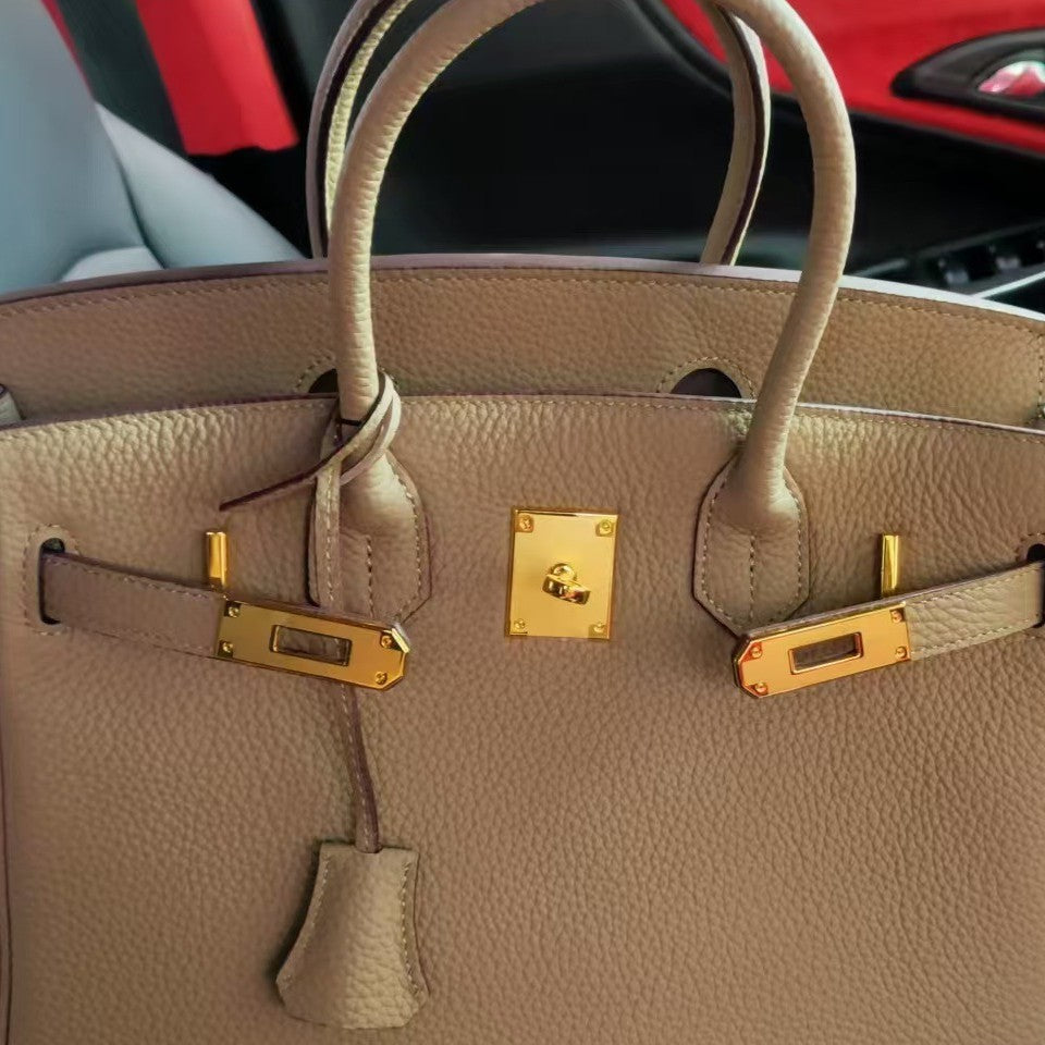 Trendy Lychee Pattern Portable Commuter Female Gold Women's Handbag