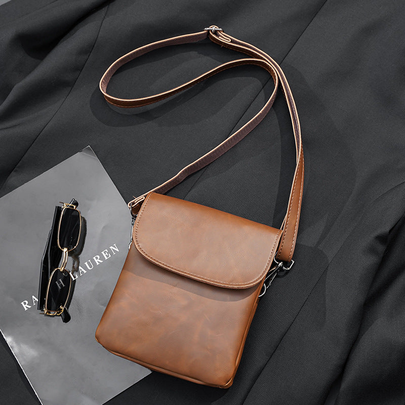 Men's Crazy Horse Leather Korean Fashion Trendy Men's Messenger Bag