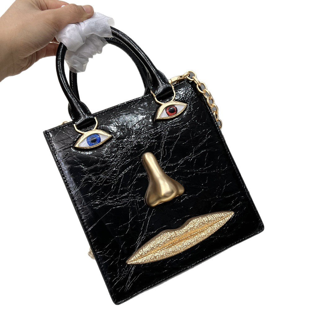 Women's Summer Parry Plain Cowhide Chain Face Women's Shoulder Bag
