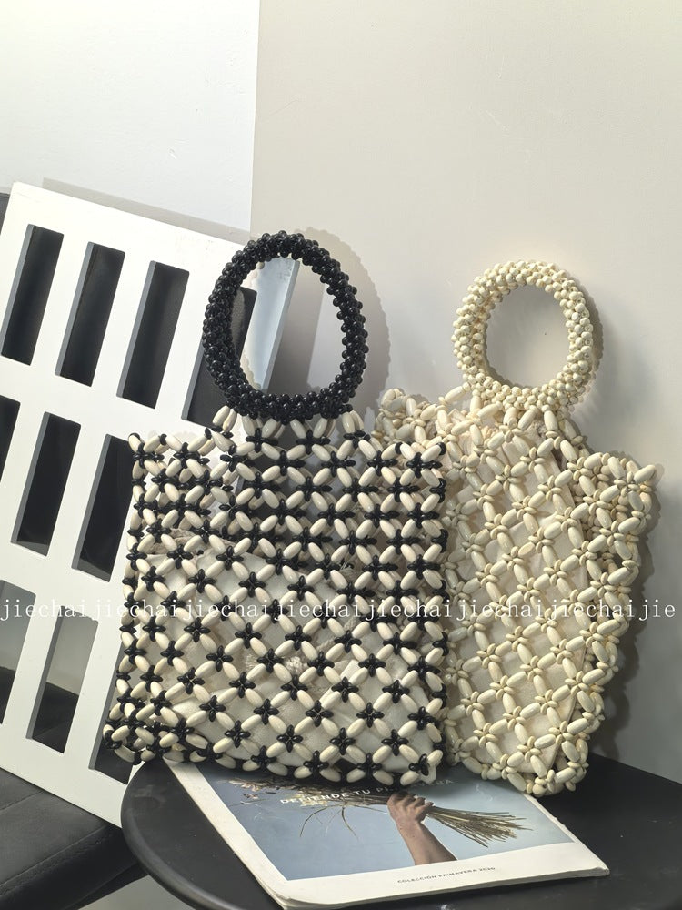 Beaded Wooden Bead Exquisite Woven Popular Acrylic Beads Hollow Out Women's Handbag