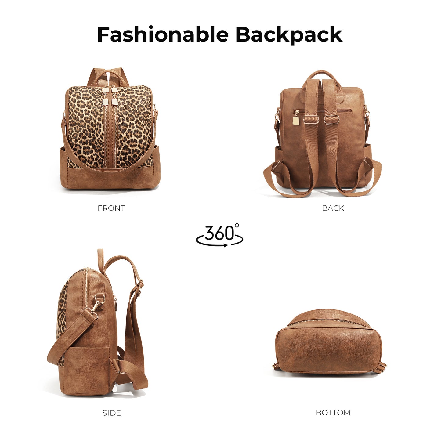 Women's Trendy Fashion Leopard Print Large Capacity Backpacks