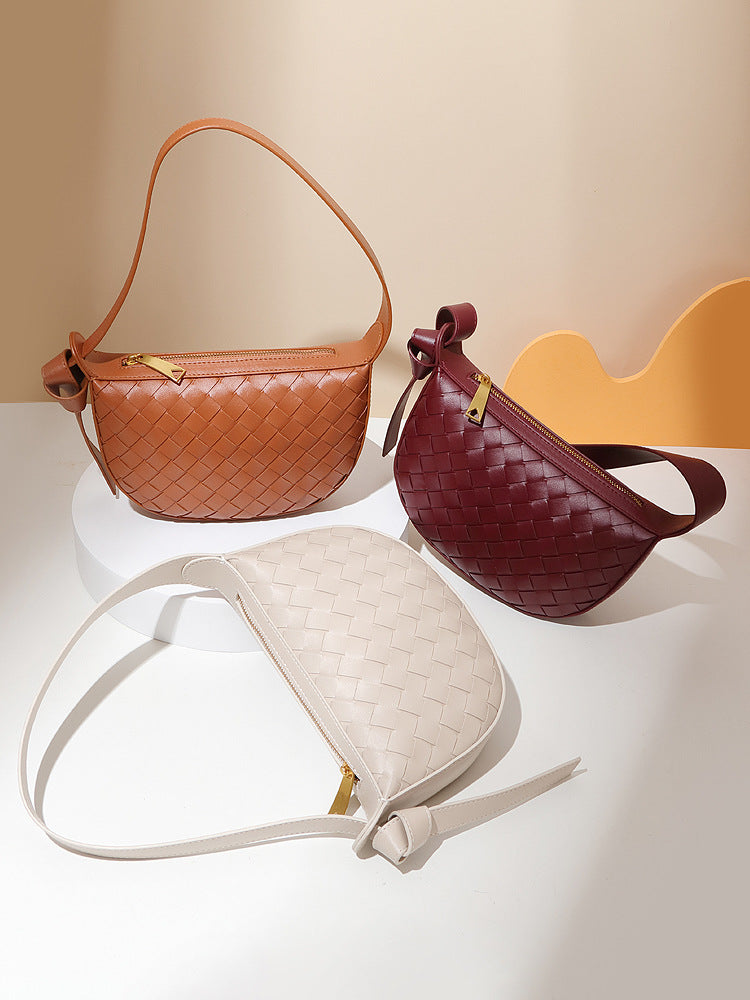 Women's Woven Fashion Simple Zipper Opening Versatile Shoulder Bags