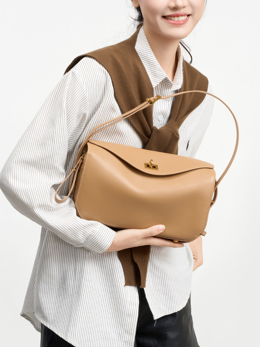 Boston Pillow Underarm High-grade Portable Genuine Women's Messenger Bag