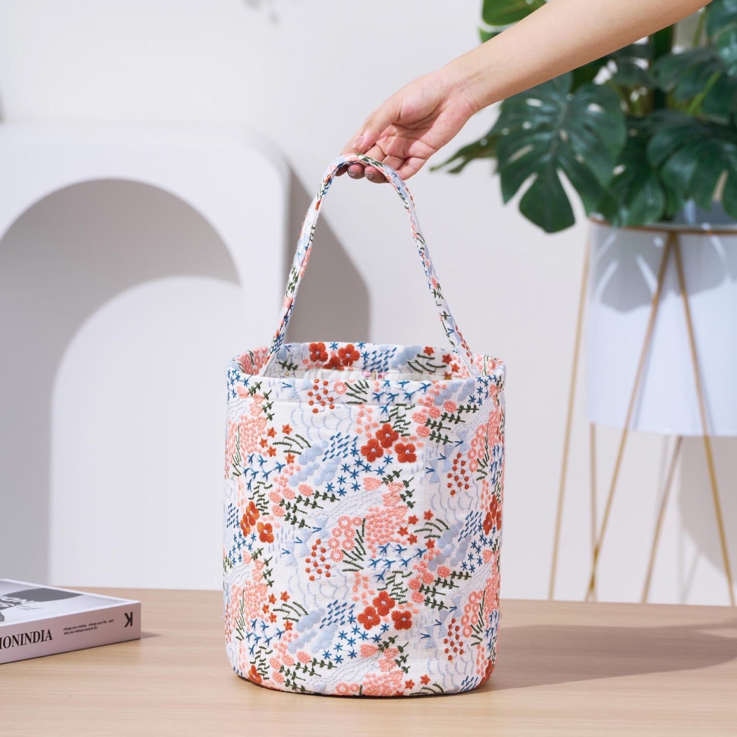 Check Cotton Linen For Going Out Simple Large Handbags