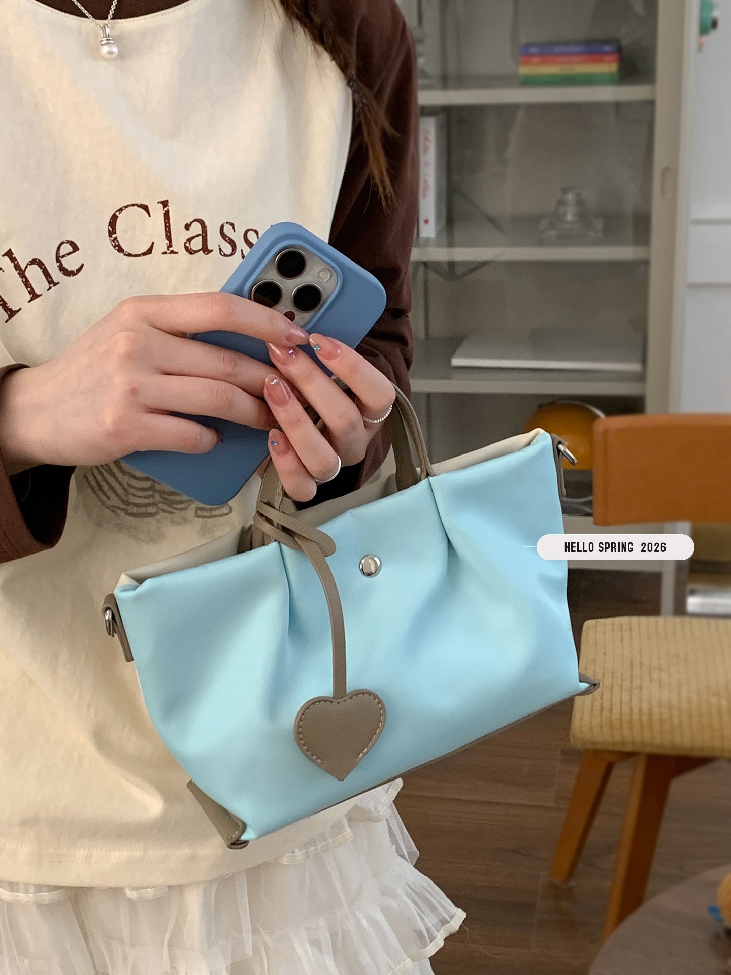 Women's Niche Texture Contrast Color Simple Tote Bag