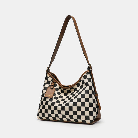 Women's Chessboard Plaid Large Capacity Underarm Advanced Tote Bag