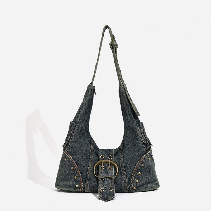 Women's Washed Jean Niche Fashion Popular Underarm Tote Bag