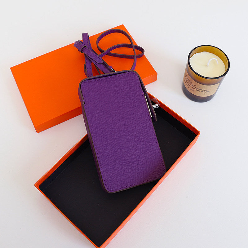 Women's Leather Twist Vertical Box Solid Color Mobile Phone Bag