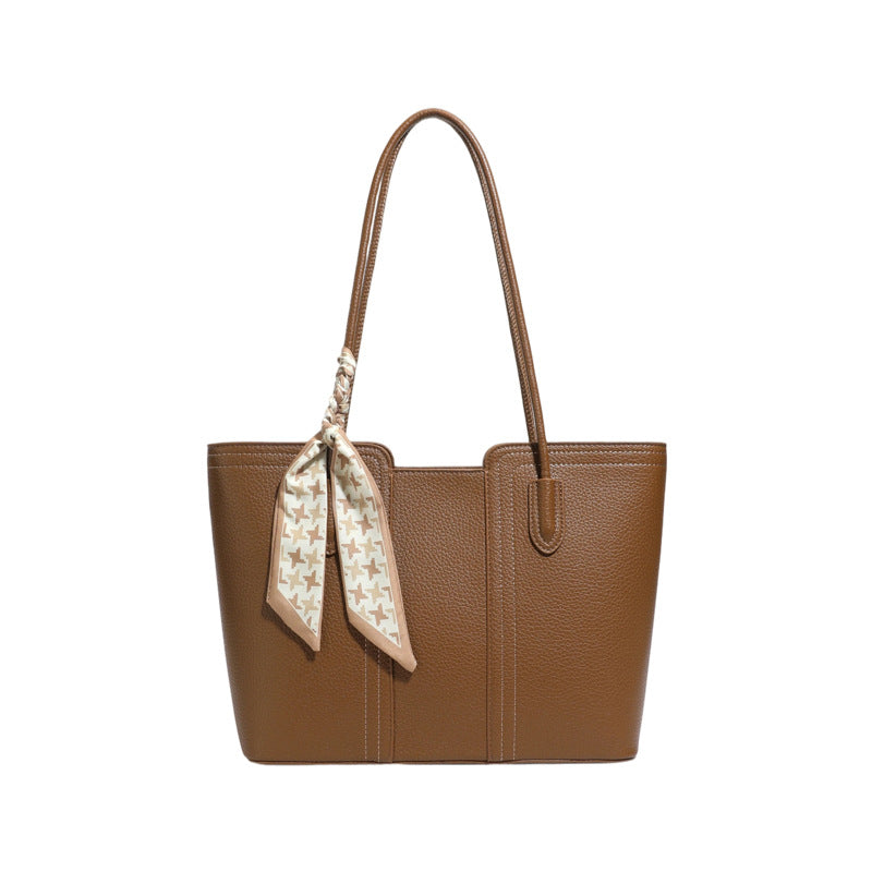 Retro Texture Trendy Solid Color Design Large Capacity Tote Bag
