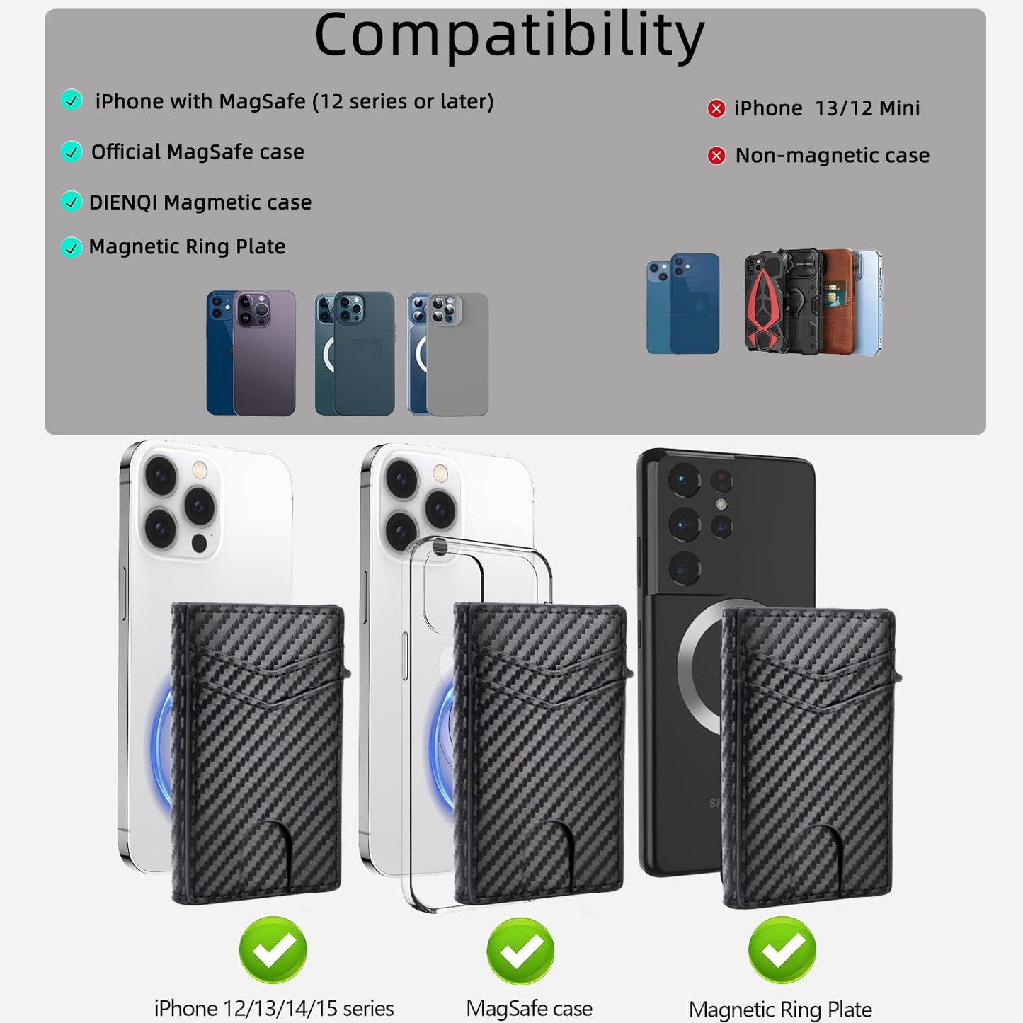 Men's Apple Magnetic Portable Strong Carbon Fiber Card Holder