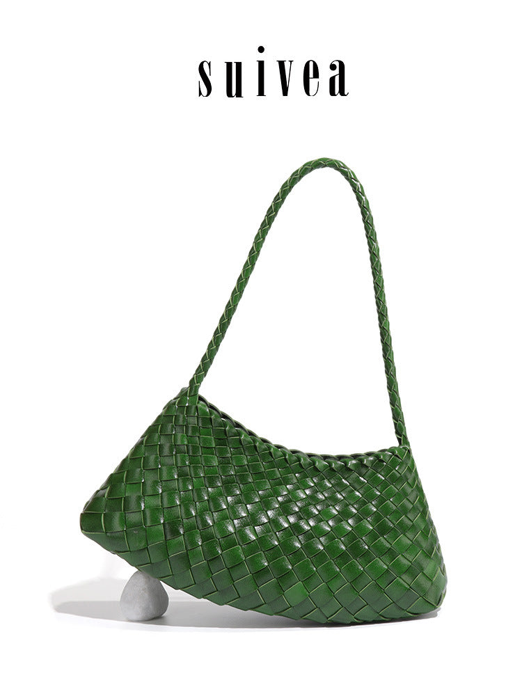Fresh Woven Mori Style Artistic Underarm Korean Simple Dumpling Women's Shoulder Bag