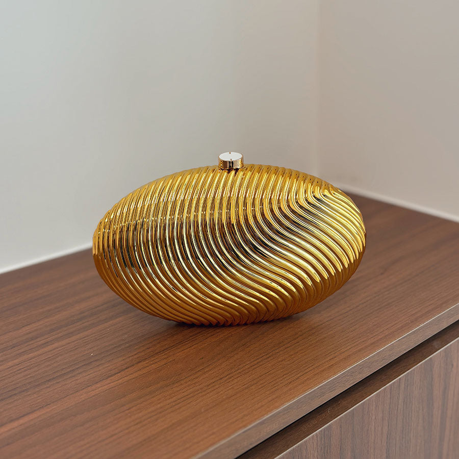 Surface Metal Texture Three-dimensional Corrugated Design Elegant Light Luxury Oval Women's Messenger Bag
