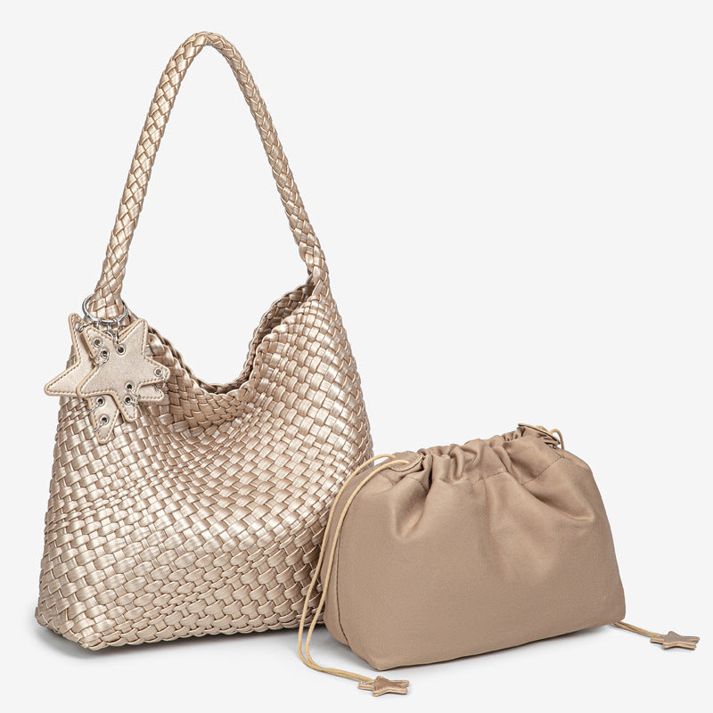 Champagne Color With Pendant Fashion Large Capacity Women's Handbag