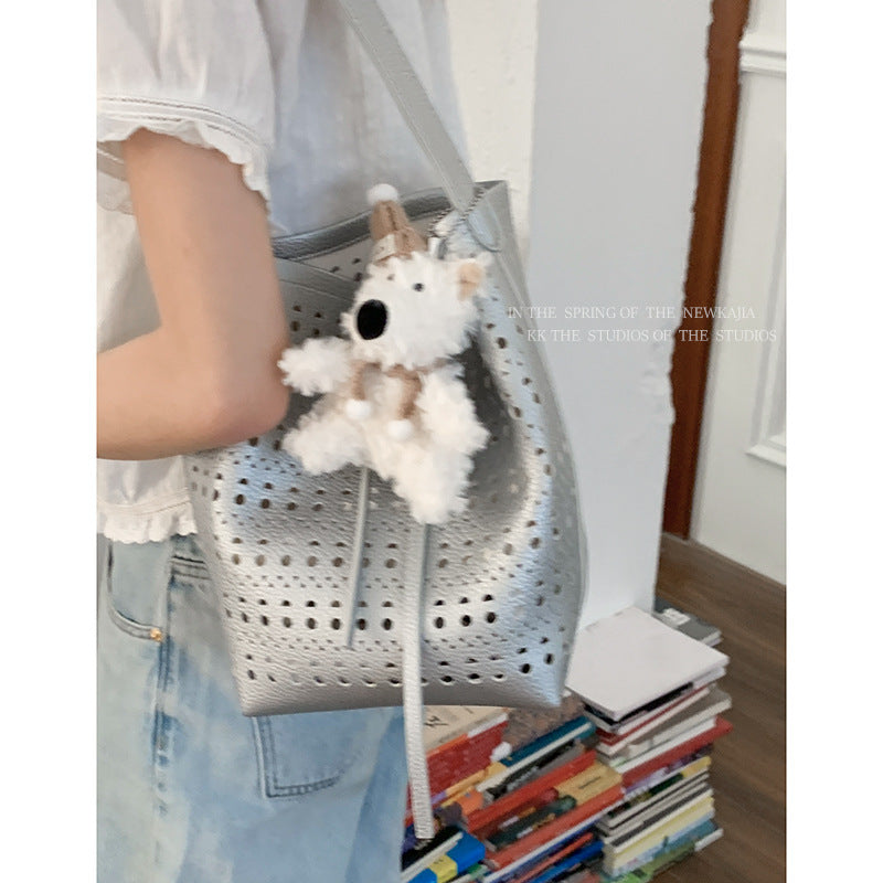 Women's Summer Fashion Underarm Simple Hollow Large Bucket Bags