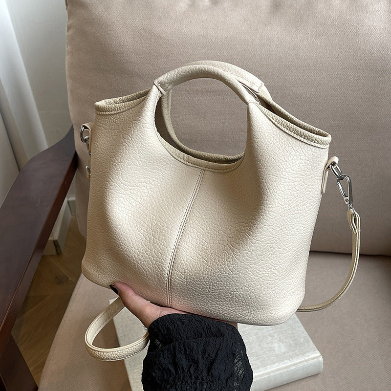 Soft Leather Vegetable Basket Large Capacity Simple Son Women's Handbag