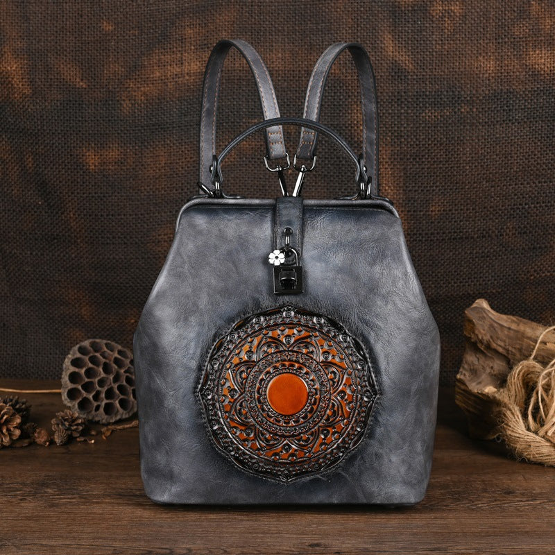 Women's Embossing Urban Simple Style Leisure Hand-rub Women's Backpack