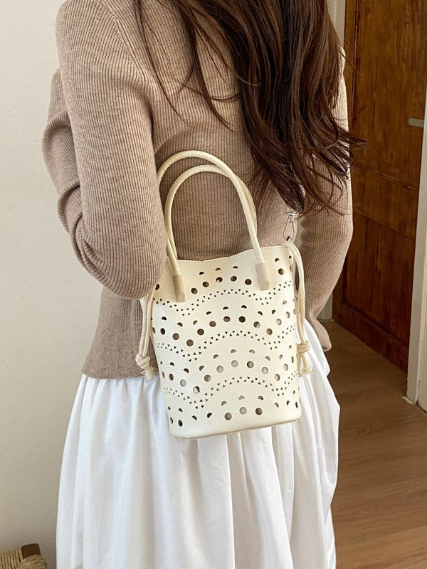 Women's Korean Hollow Fashion Drawstring Vegetable Basket Bags