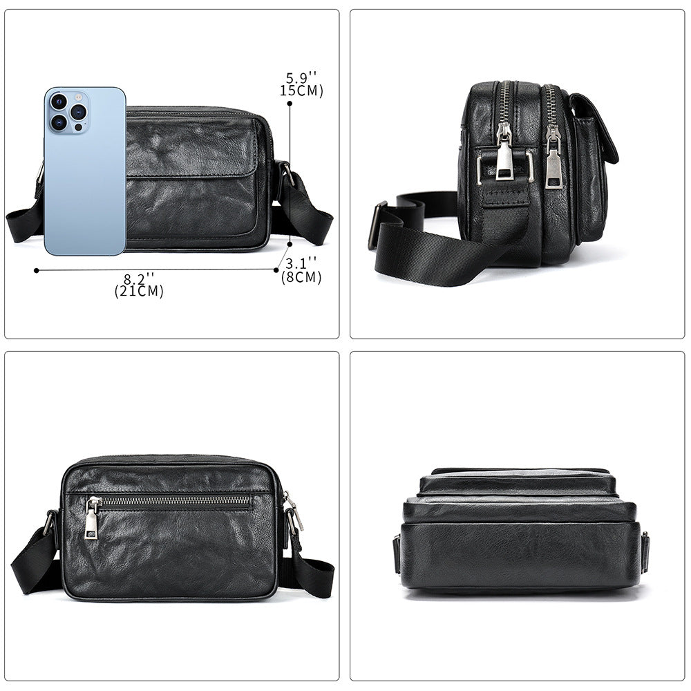 Layer Cowhide Clutch Pattern Horizontal Leather Simple Light Luxury Men's Messenger Bag