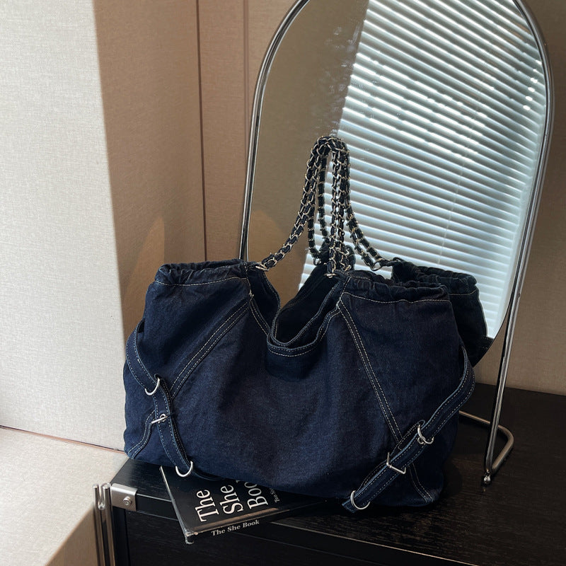 Women's Large Capacity Denim Fashion Commuter Niche Women's Shoulder Bag
