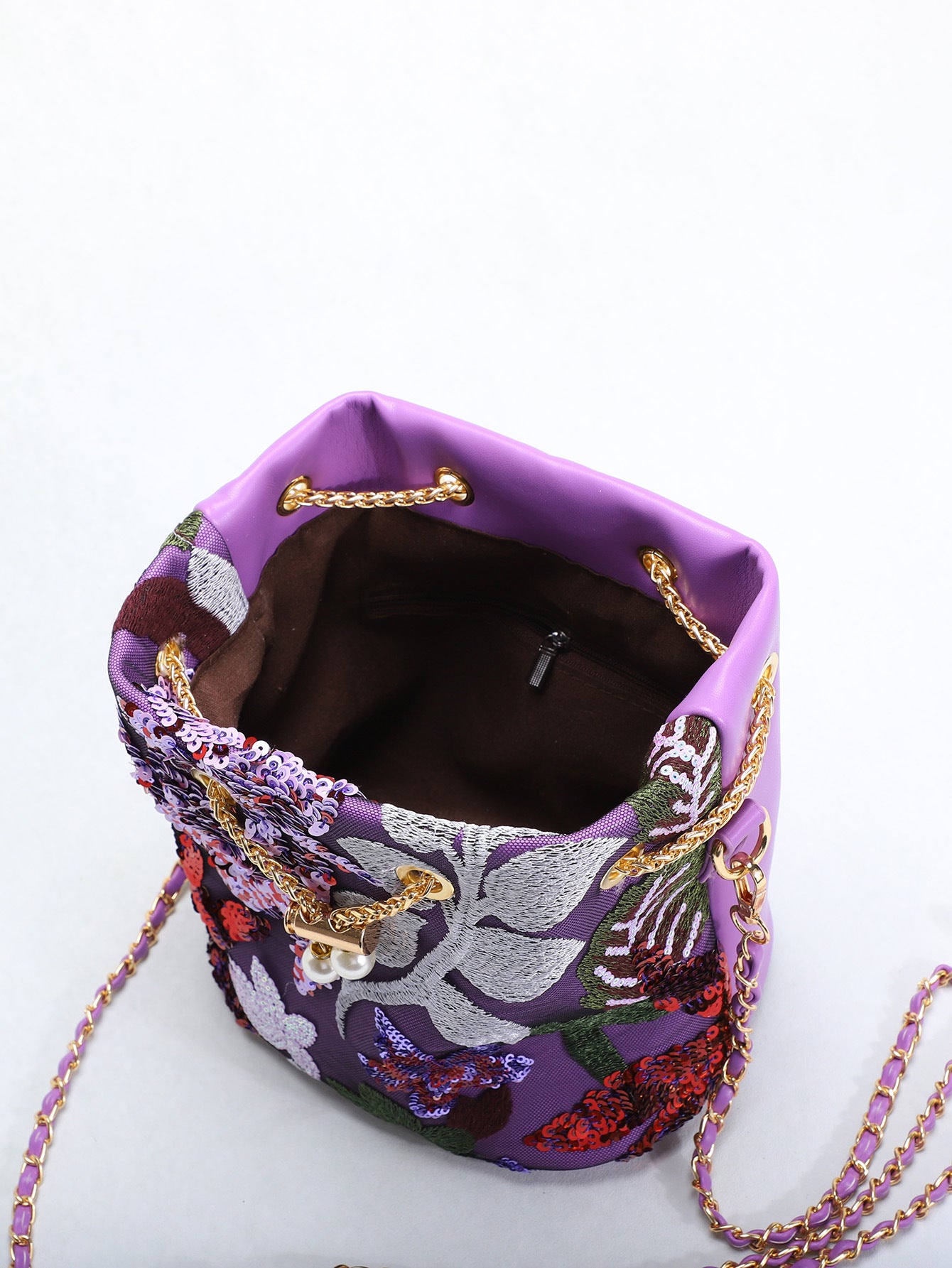 Women's Style Retro National Artistic Mesh Embroidered Flower Sequined Bags