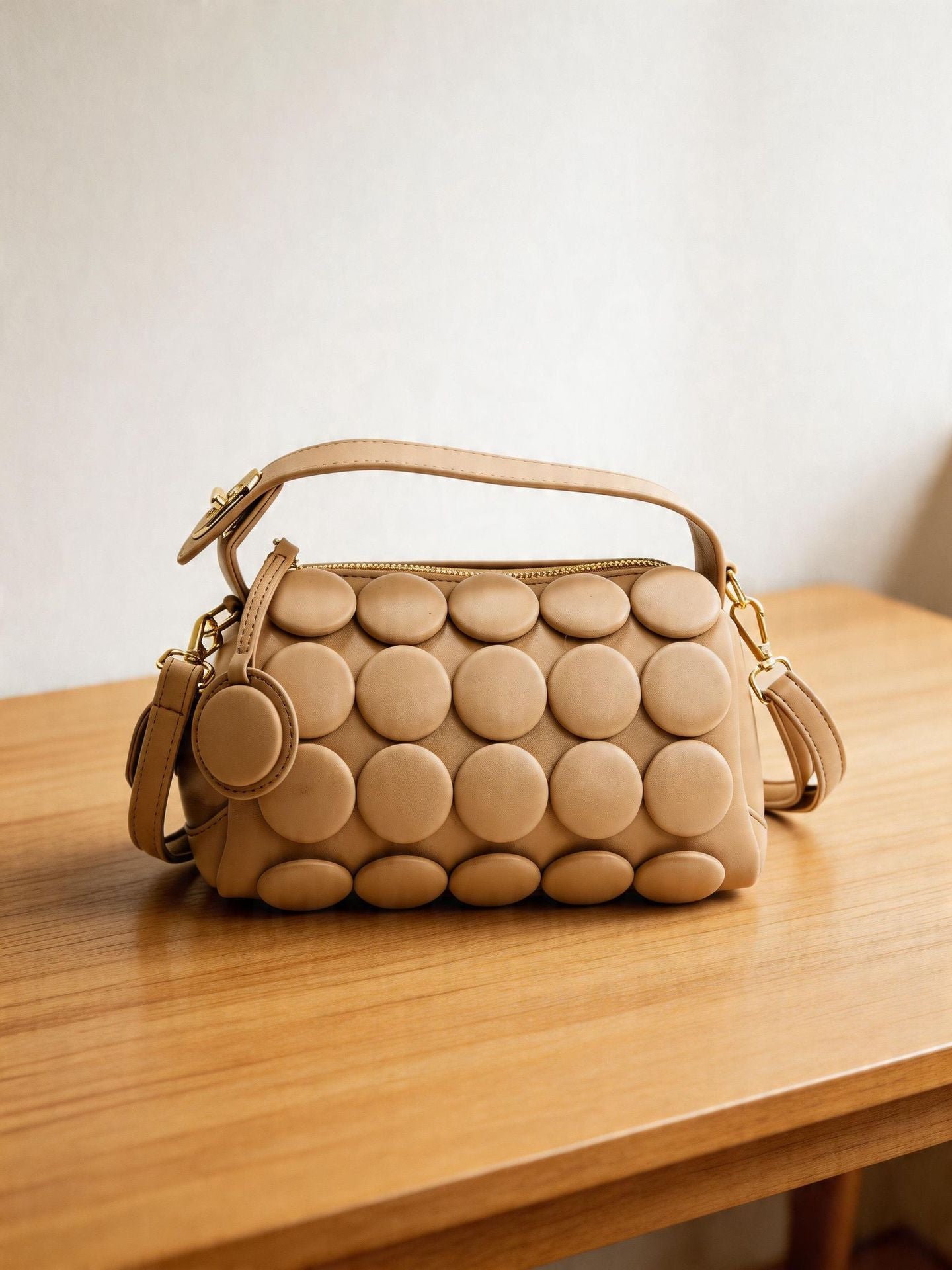 Women's Round Handmade Button Fashion Classic Pillow Women's Shoulder Bag