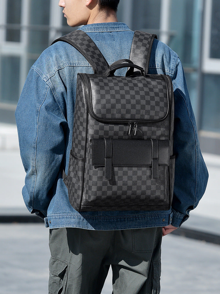 Men's Large Capacity Computer Commuter Plaid Lightweight Backpacks