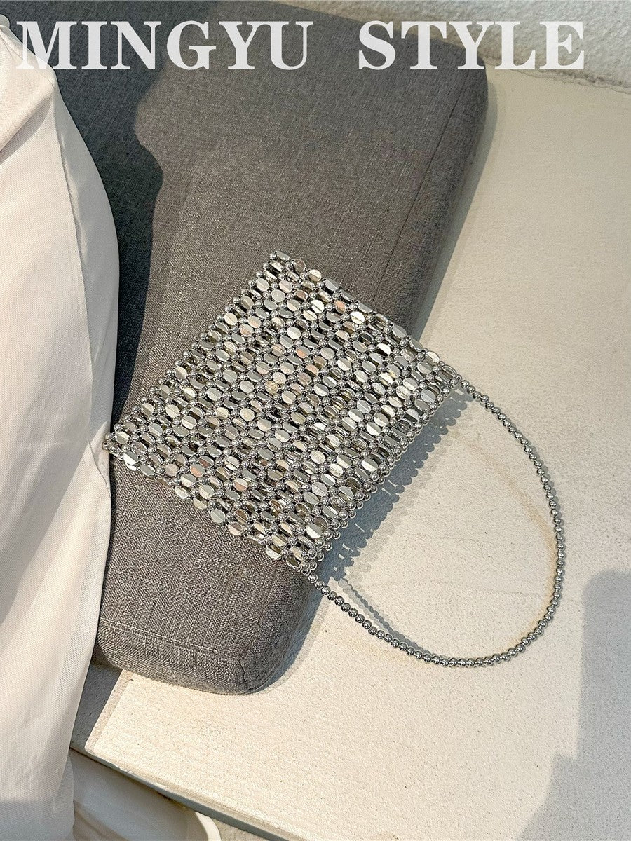Sequined Metallic Niche Woven Fashion Light Women's Handbag
