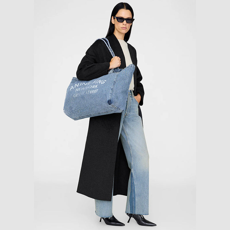 Women's North American Niche Classic Printing Denim Washed Fried Women's Handbag