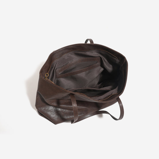 Women's Genuine Leather Niche Large Capacity Totes Advanced Texture Commuter Shoulder Bags