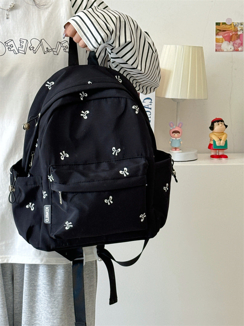Junior High College Style Good-looking Bow Embroidery Large Capacity Women's Backpack