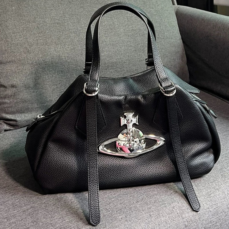 Niche Dowager Ancient Saturn Soft Leather Large Capacity Women's Handbag