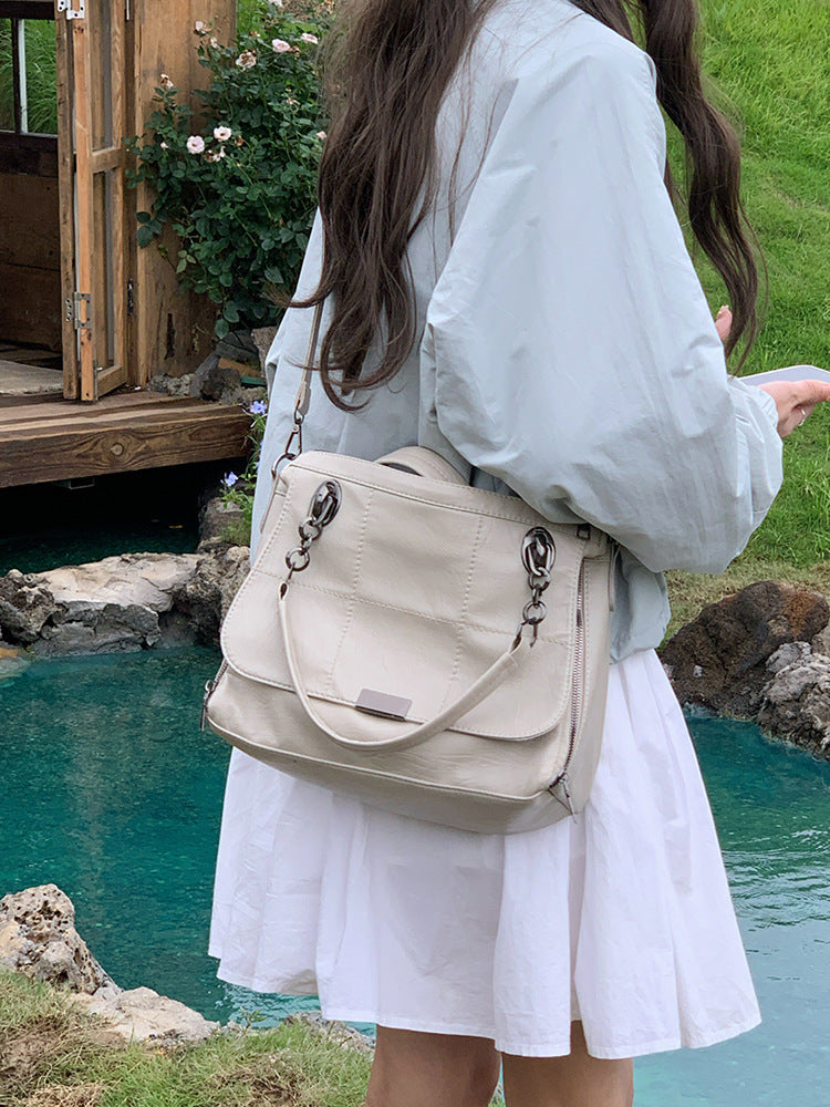 Women's Textured Commuter Retro Large Capacity Simple Women's Shoulder Bag