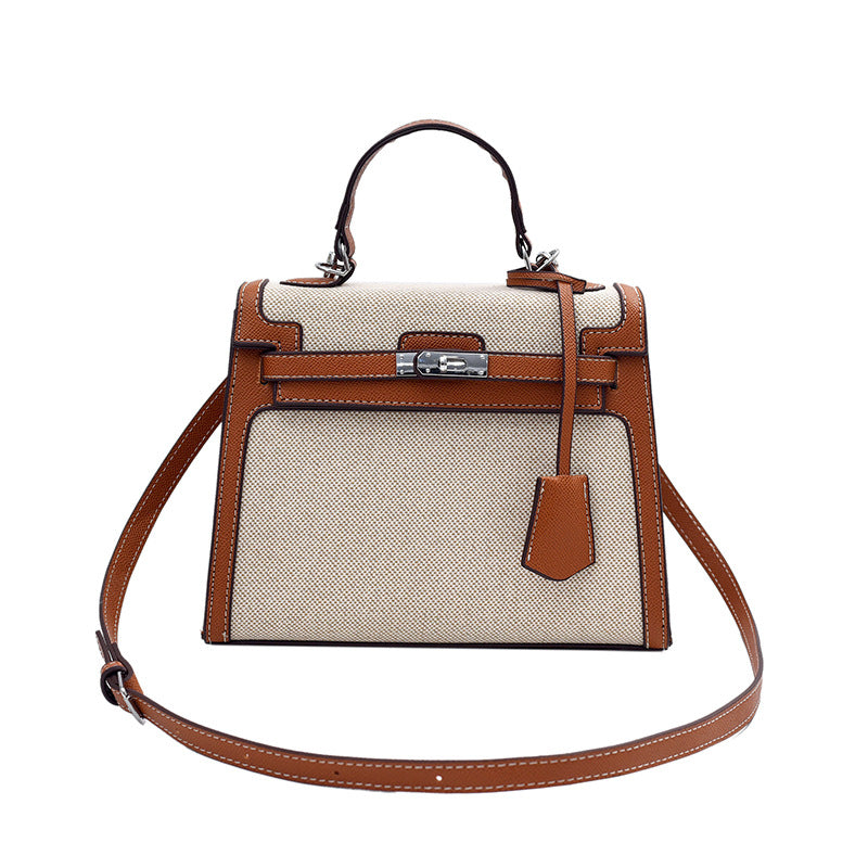 Women's High-grade Retro Portable Kelly Linen Stitching Bags