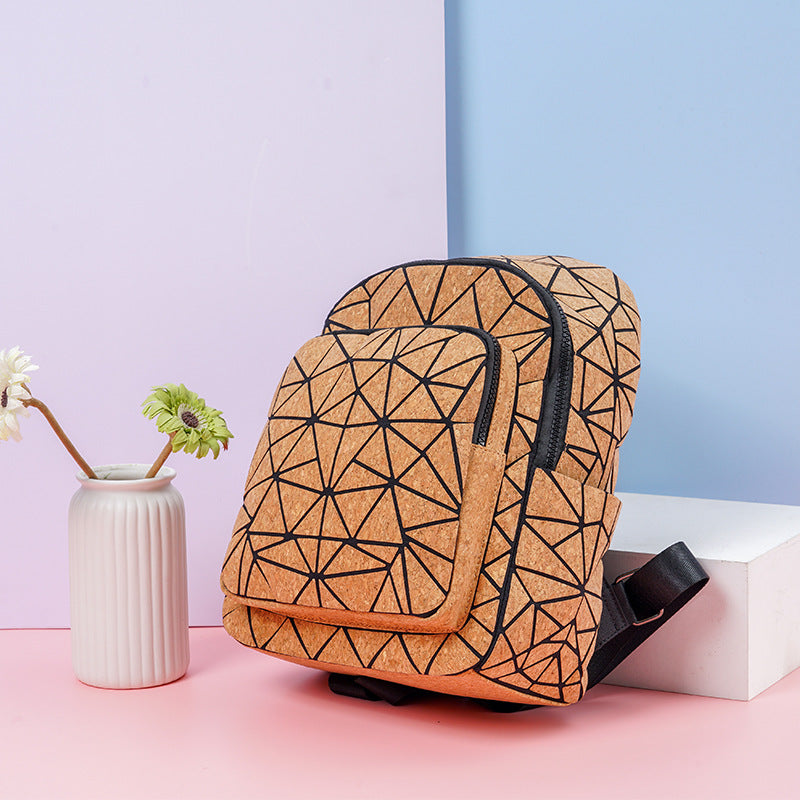 Bark Pure Natural Cork Style Geometric Large Backpacks