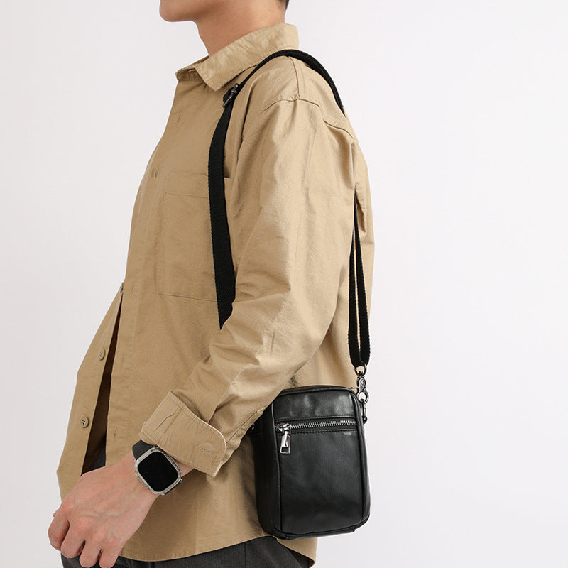 Men's Fashion Cowhide Korean Style Mini Sized Men's Messenger Bag