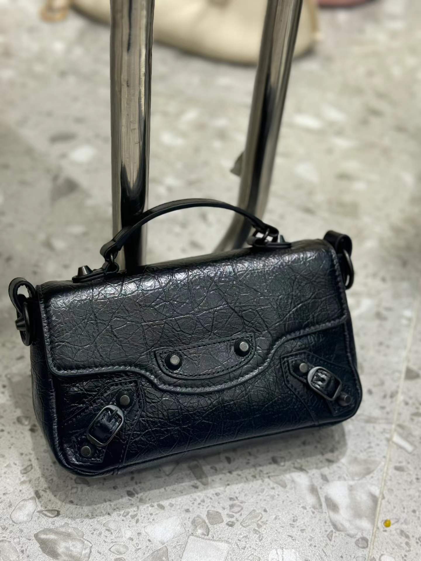 Women's First Layer Oil Wax Cowhide Studded Pouch Women's Messenger Bag