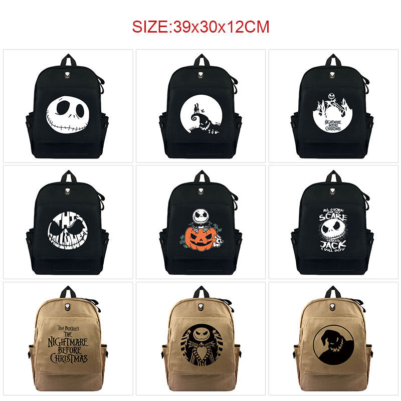 Christmas Night Horror Peripheral Printing Stylish Canvas Backpacks