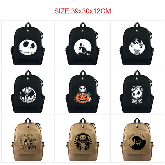 Christmas Night Horror Peripheral Printing Stylish Canvas Backpacks