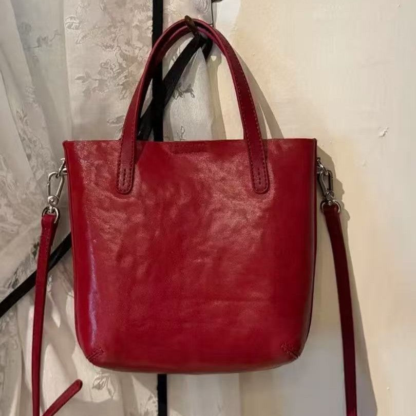 Women's Vegetable Tanning Leather Fashion Niche Retro Women's Shoulder Bag