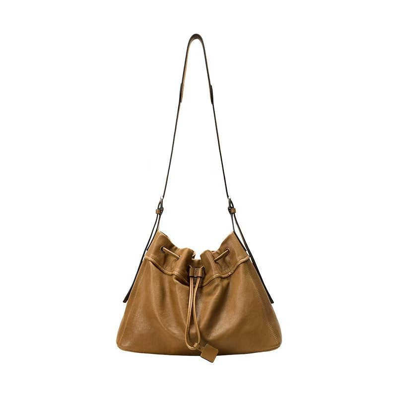 Comfortable Female Drawstring Commuter Niche Leather Women's Shoulder Bag