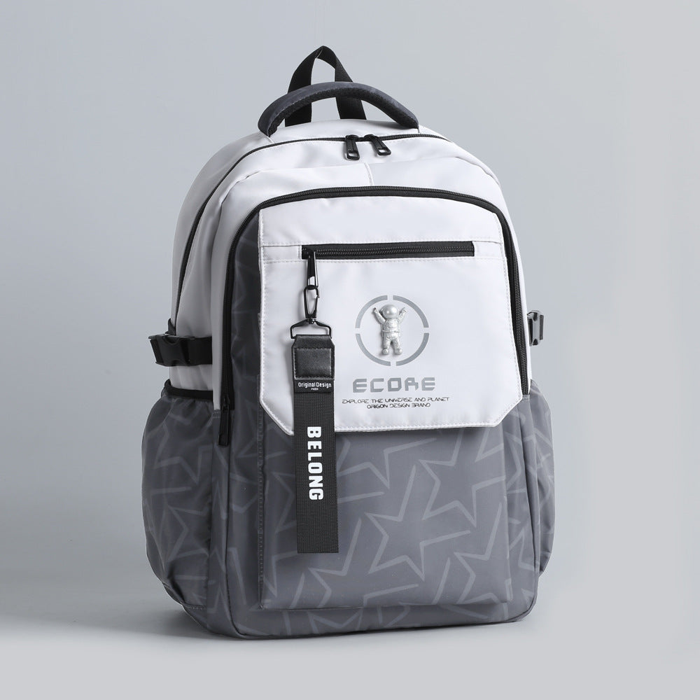 Men's Fashion Trendy Korean Style Early High College Large Capacity Leisure Backpack