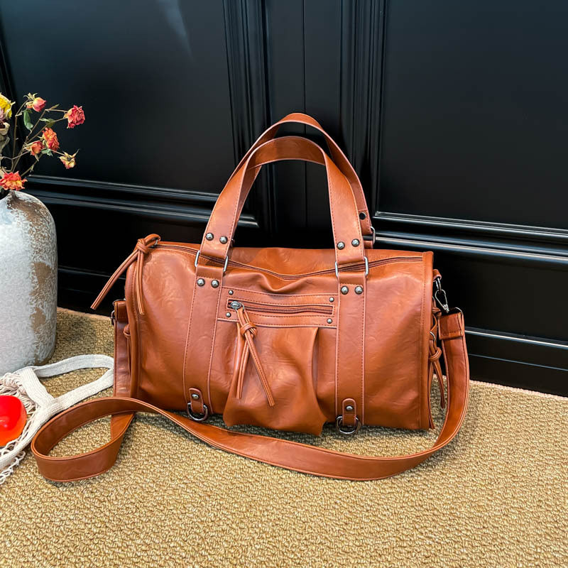Women's Motor Style Underarm Commuting Soft Leather Solid Tote Bag