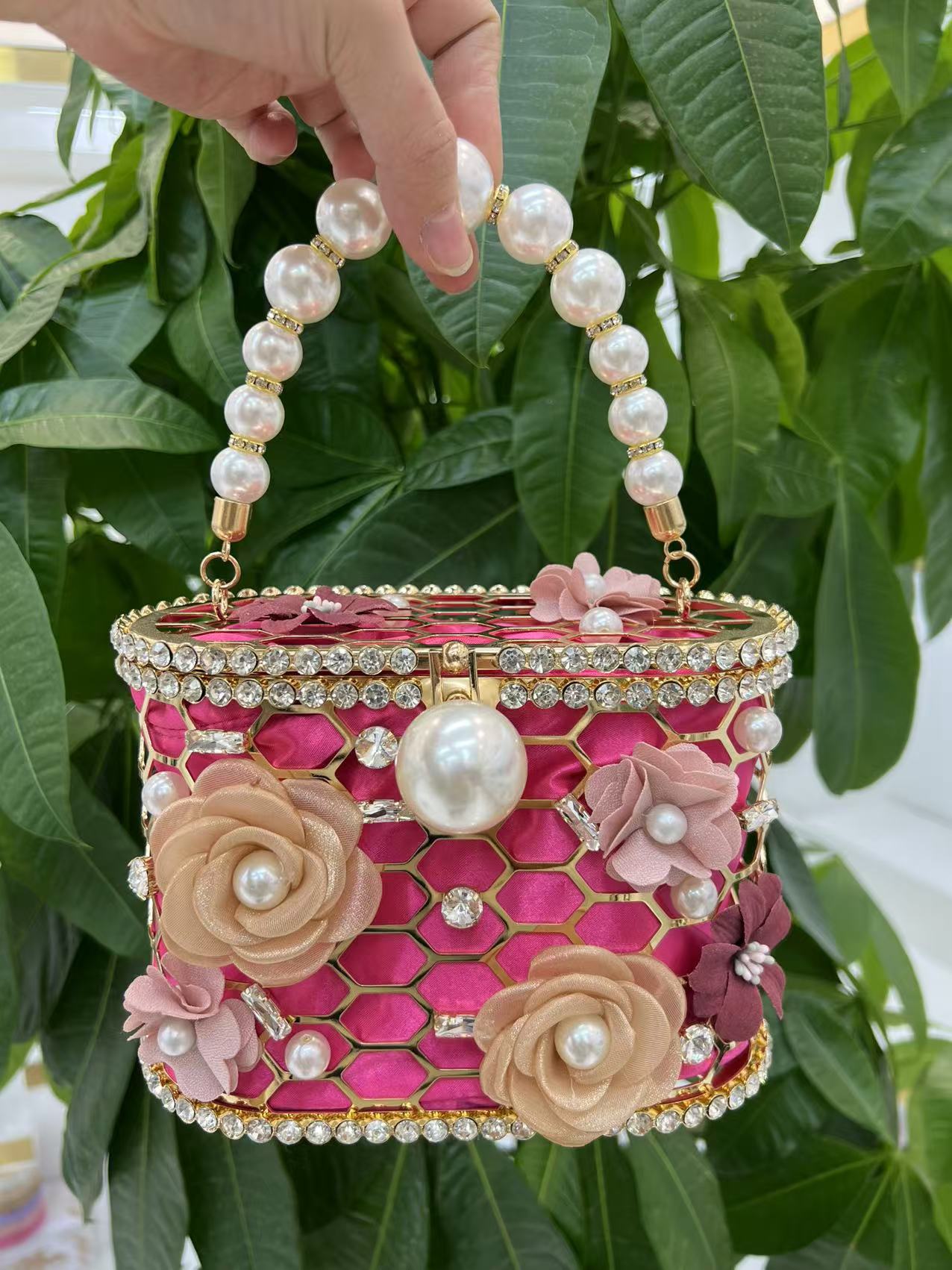 Women's Full Diamond Floral Decorations Portable Fashion Women's Messenger Bag